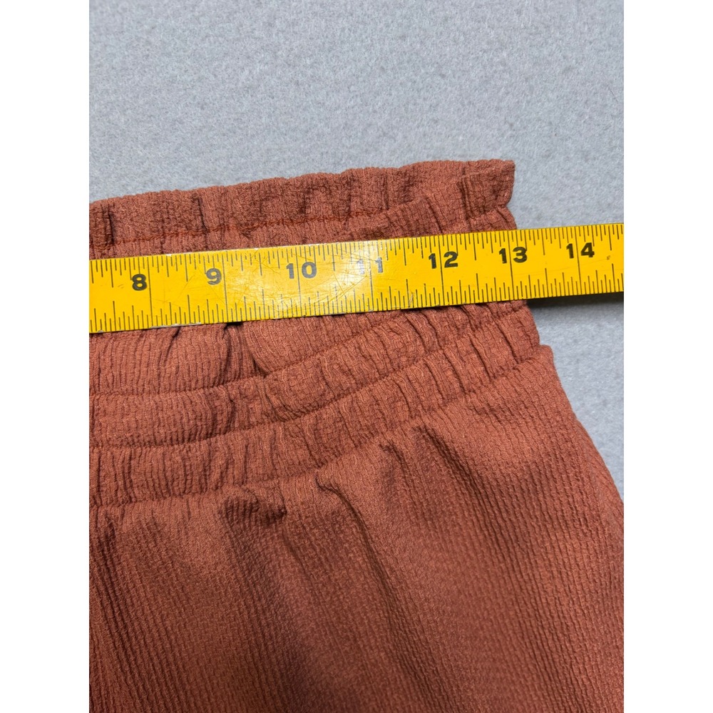 Roxy Wide Leg Pants Women Large Rust Y2K Smocked Waist Crinkle Palazzo Beach - Picture 7 of 9